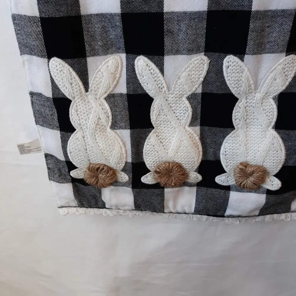 Table Runner Buffalo Check Black White Bunnies 72
